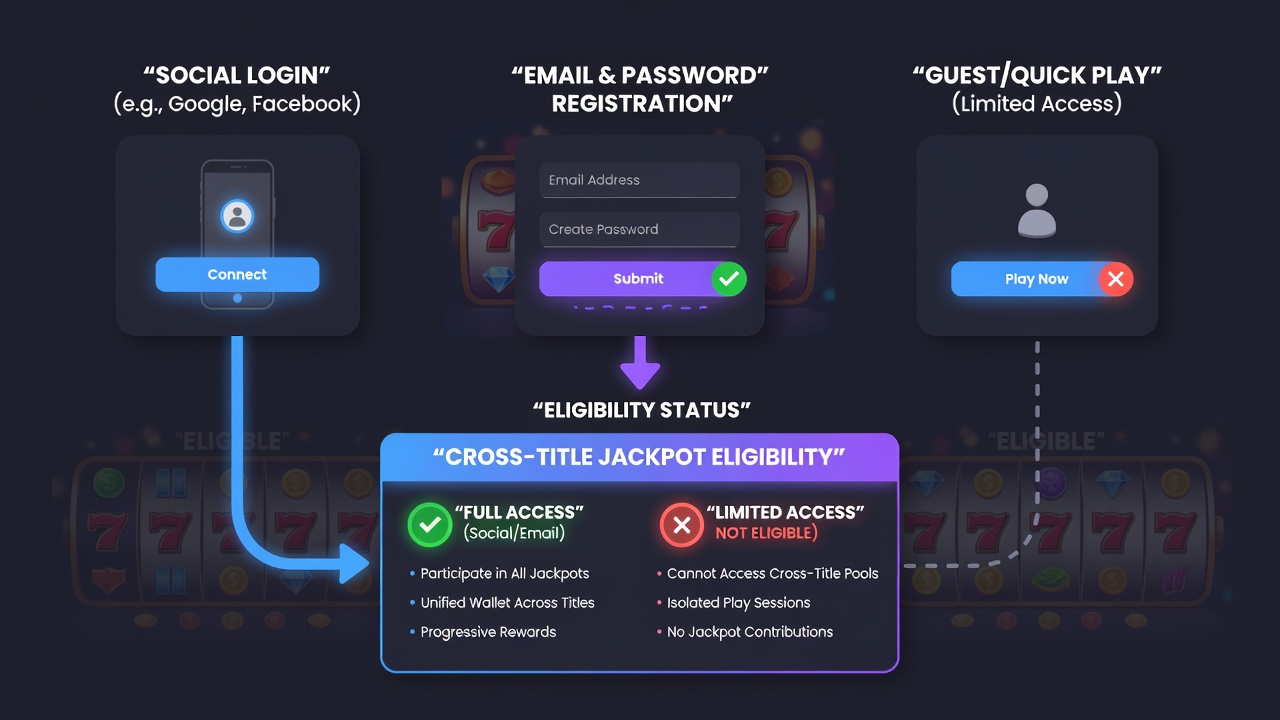 Diagram van gekoppelde jackpot systemen tussen mobiele slots, roulette en live dealer spellen