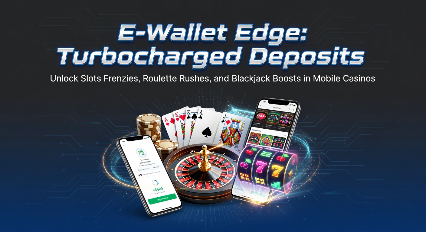 Smartphone met e-wallet app die snelle storting toont in een mobiel casino met slots en roulette in de achtergrond