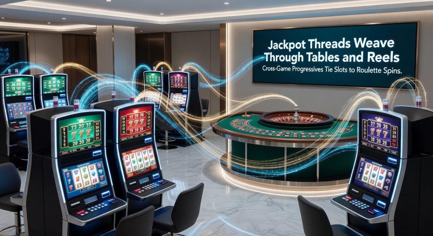 Grafiek met stijgende cross-game jackpot curves over slots, roulette en live blackjack, inclusief recente winsten uit 2026