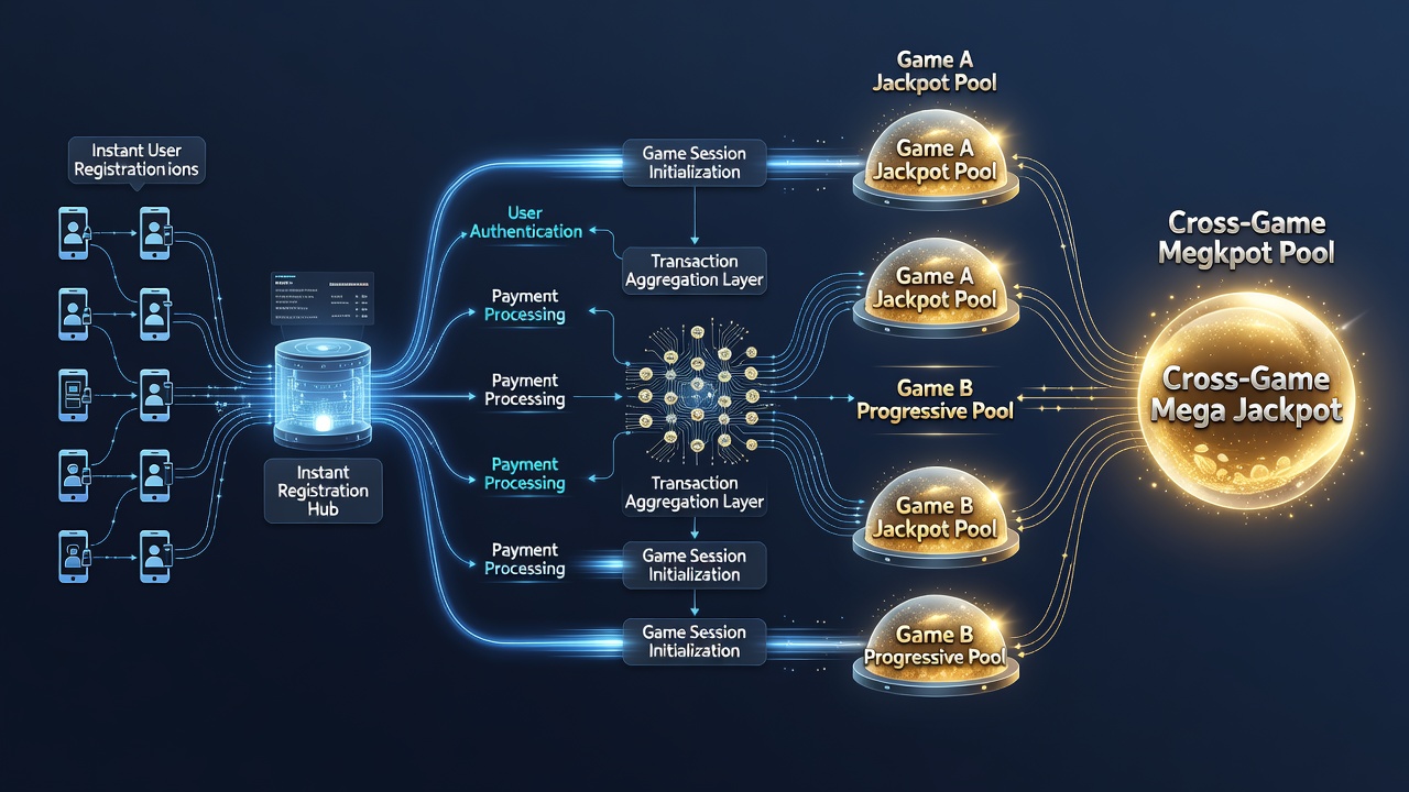 Cross-game jackpot pools verbonden met mobiele live dealer transacties